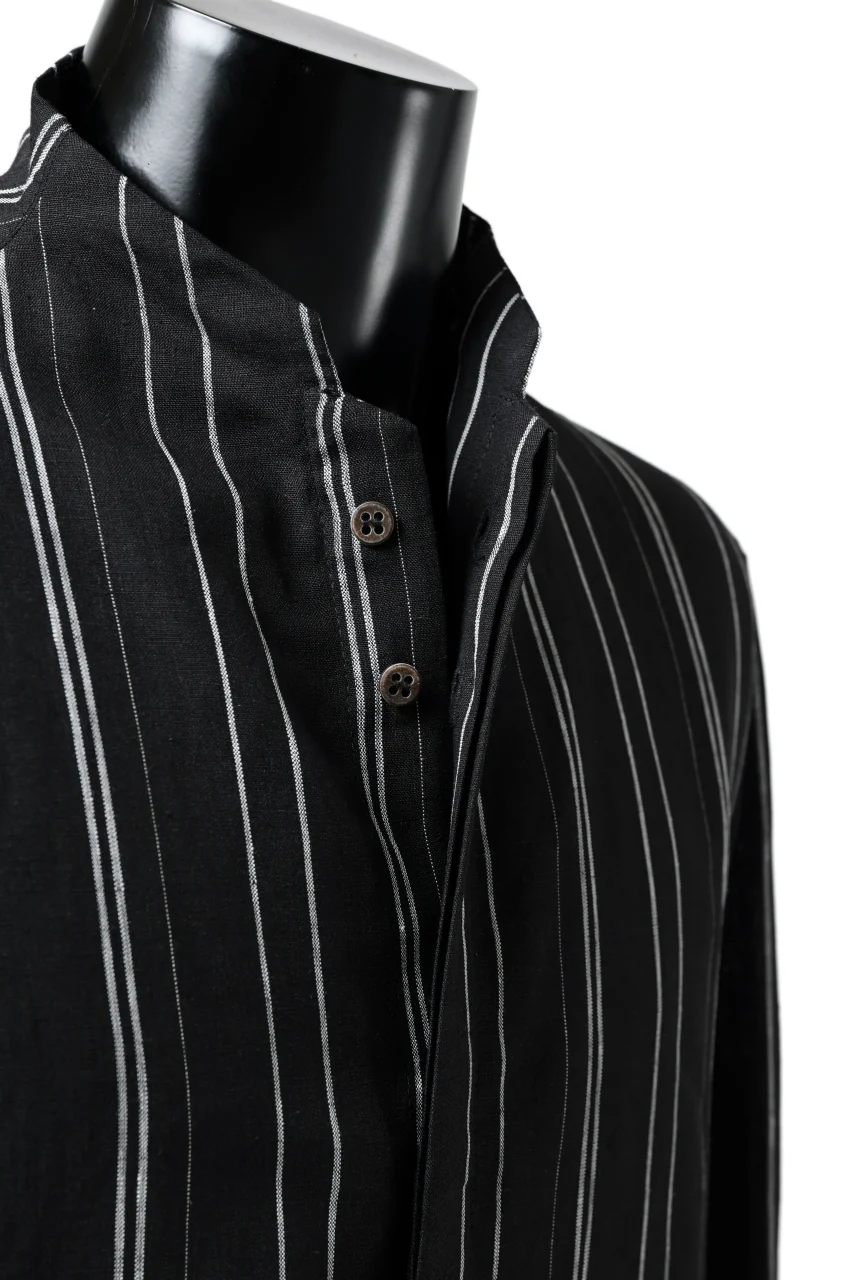 Hannibal. Stand Collar Shirt / Jorma 126. (BLACK STRIPED) - Image 16
