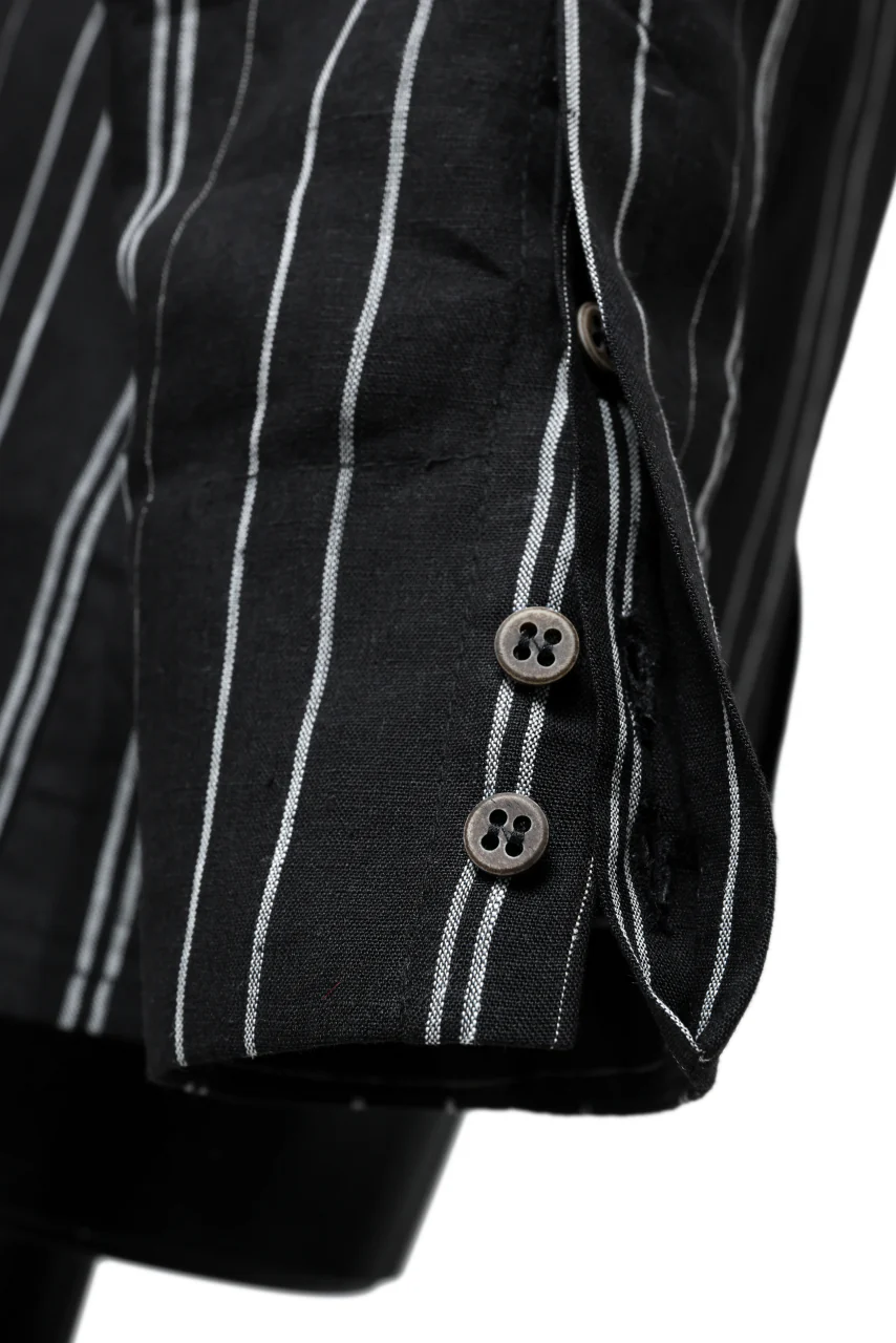 Hannibal. Stand Collar Shirt / Jorma 126. (BLACK STRIPED) - Image 17