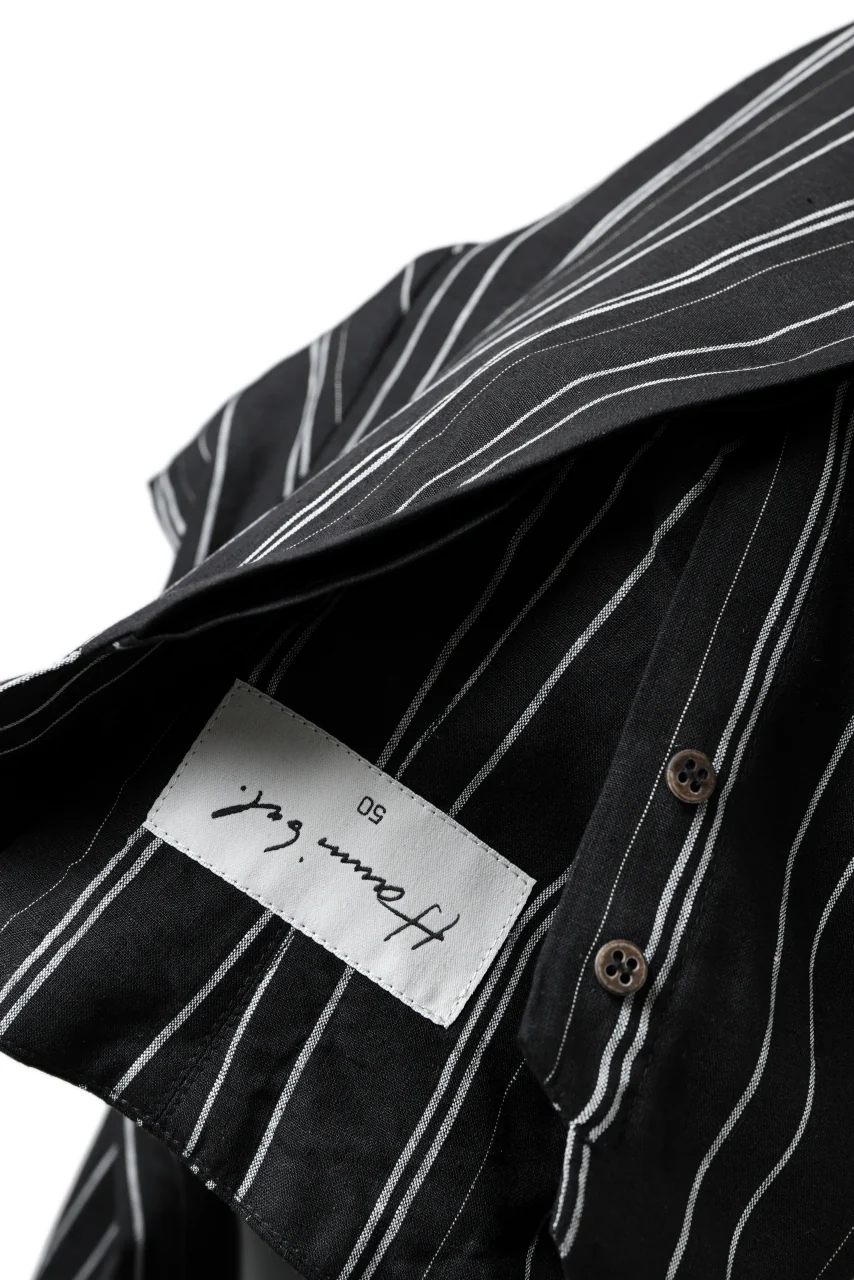 Hannibal. Stand Collar Shirt / Jorma 126. (BLACK STRIPED) - Image 18