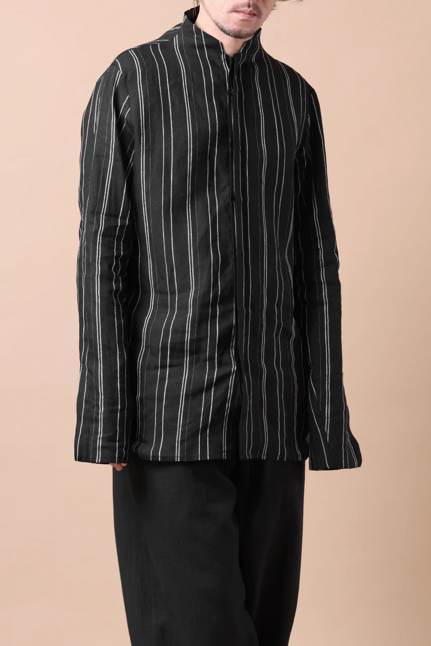 Hannibal. Stand Collar Shirt / Jorma 126. (BLACK STRIPED) - Image 20