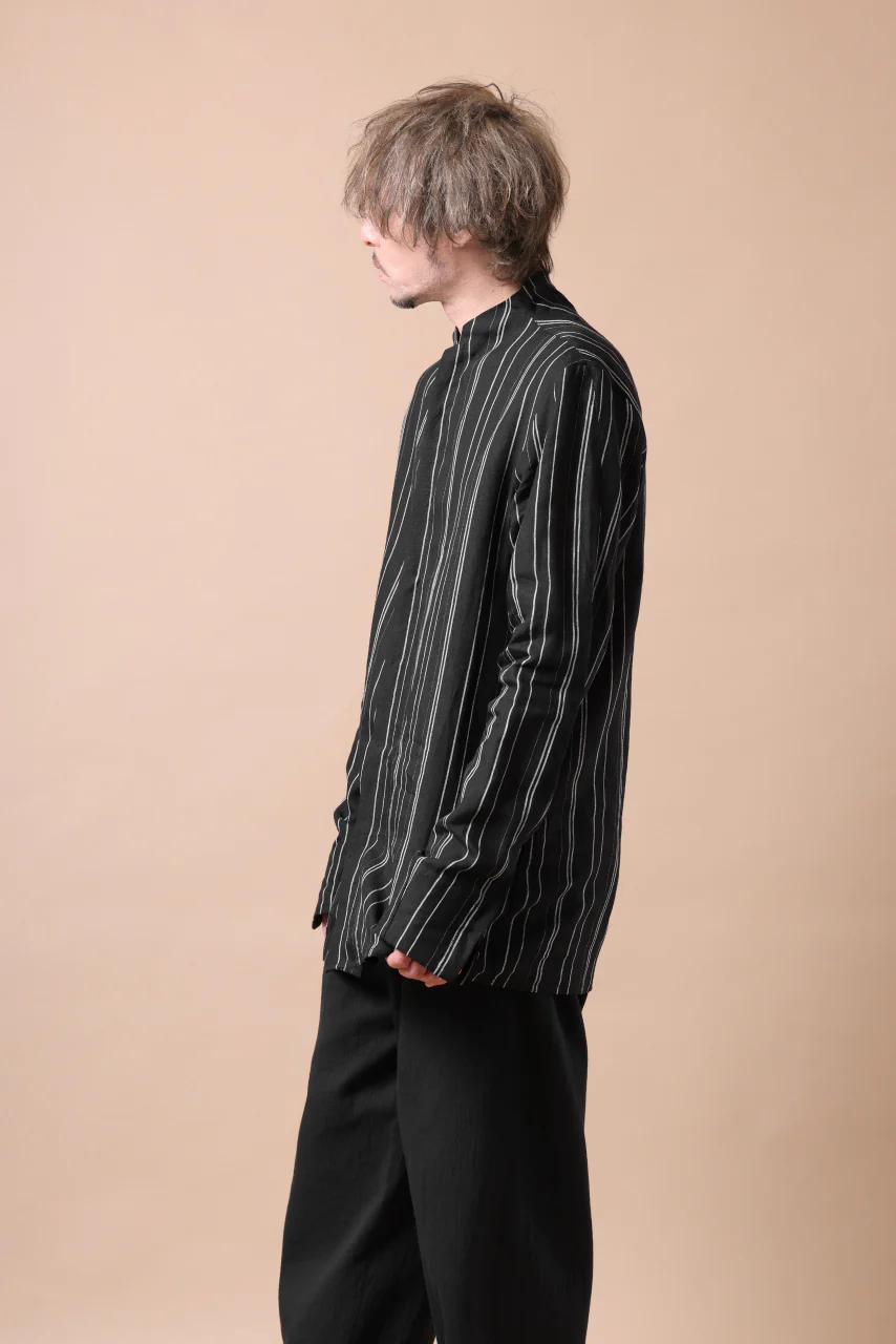 Hannibal. Stand Collar Shirt / Jorma 126. (BLACK STRIPED) - Image 24