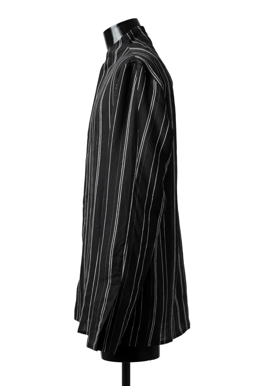 Hannibal. Stand Collar Shirt / Jorma 126. (BLACK STRIPED) - Image 3