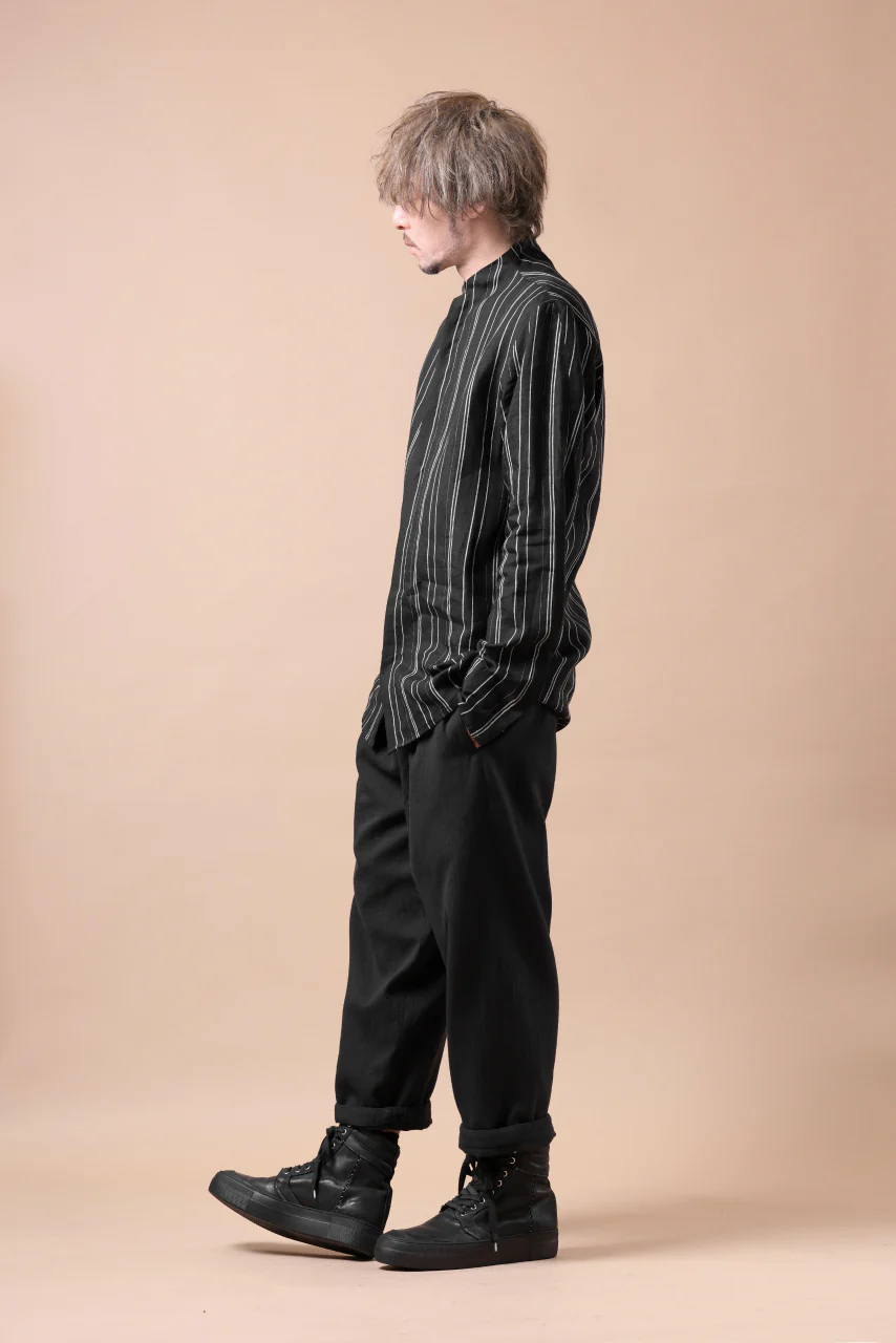 Hannibal. Stand Collar Shirt / Jorma 126. (BLACK STRIPED) - Image 31