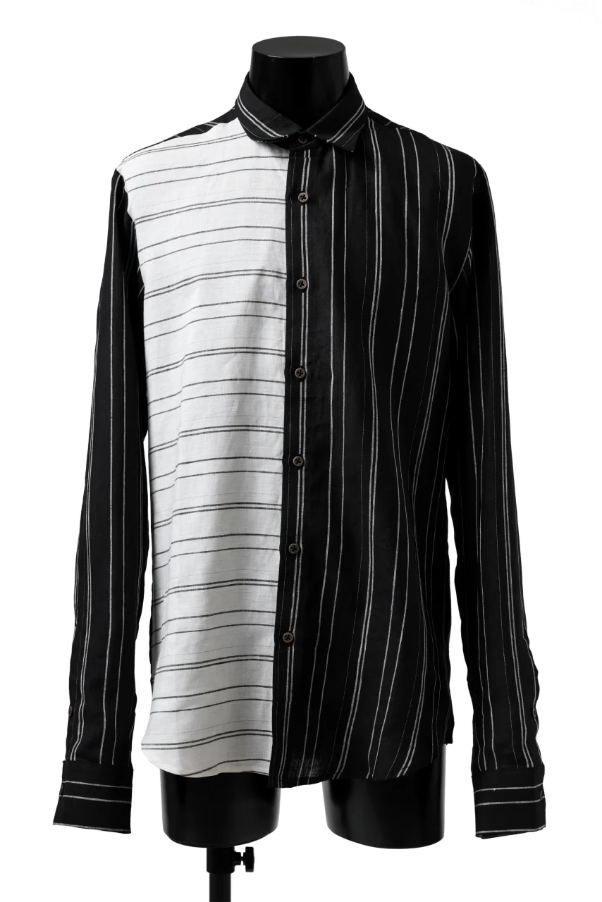 Hannibal. Switch Panel Shirt / Jannic 127. (BLACK×WHITE)