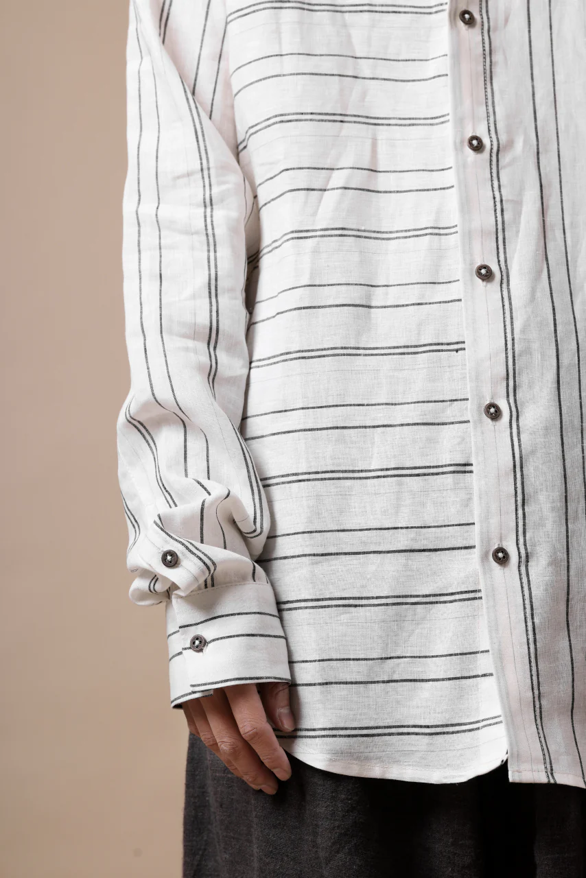 Hannibal. Switch Panel Shirt / Jannic 127. (WHITE STRIPED) - Image 28