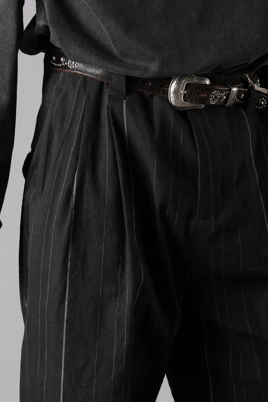 Hannibal. Wide Pleated Trousers / Homer 222. (BLACK CHALK STRIPED) - Image 10