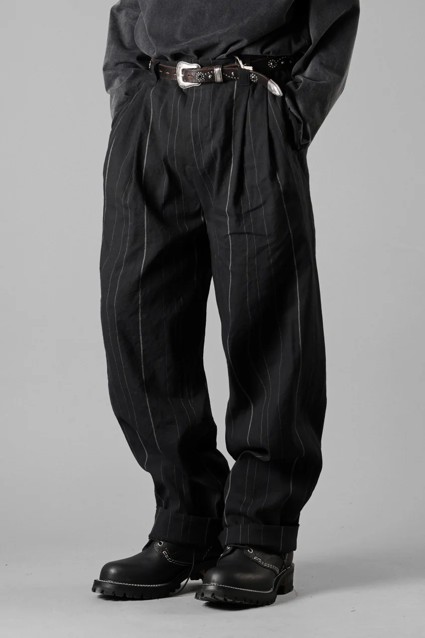 Hannibal. Wide Pleated Trousers / Homer 222. (BLACK CHALK STRIPED) - Image 5