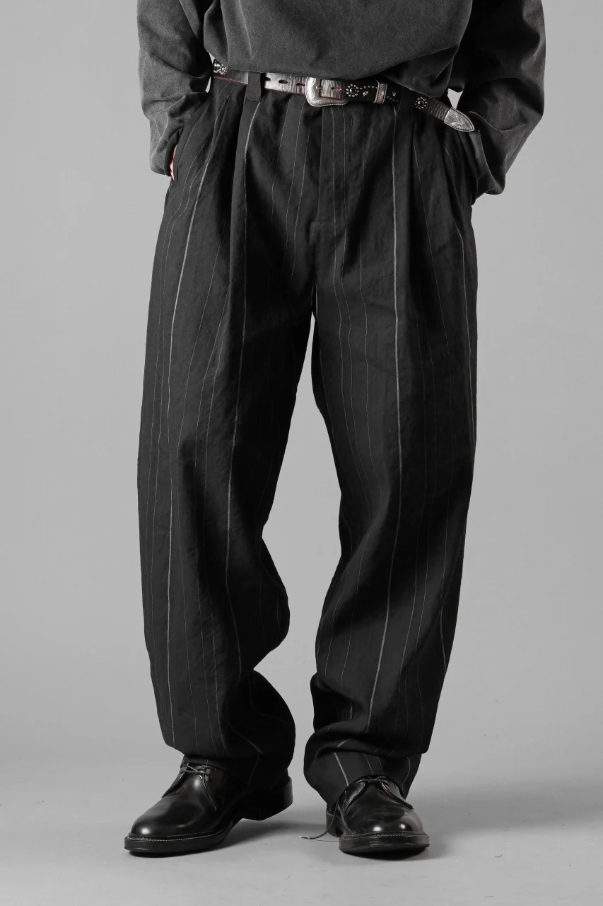 Hannibal. Wide Pleated Trousers / Homer 222. (BLACK CHALK STRIPED) - Image 6