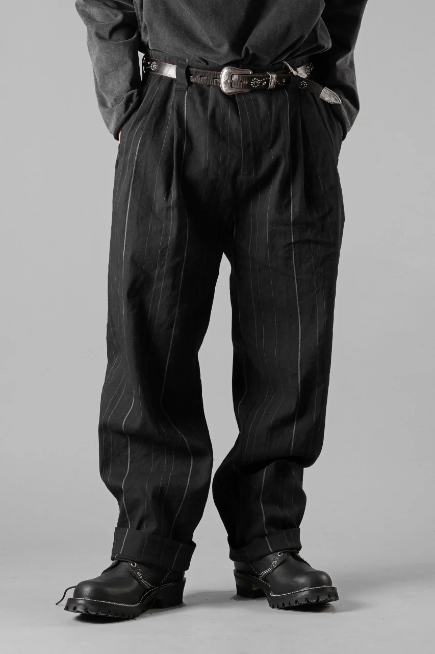 Hannibal. Wide Pleated Trousers / Homer 222. (BLACK CHALK STRIPED) - Image 9