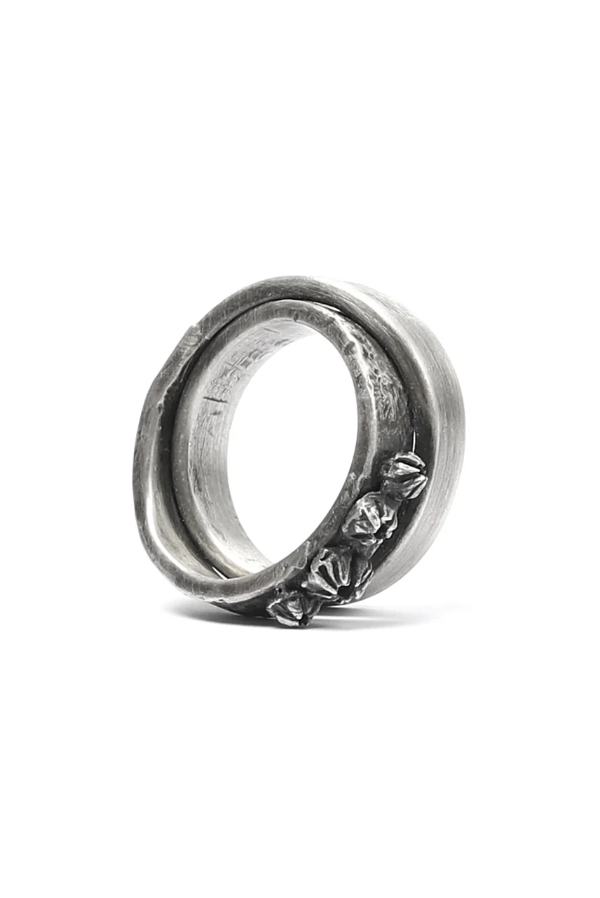 Holzpuppe Barnacle Double Banded Silver Ring (HR-1224) - Image 10