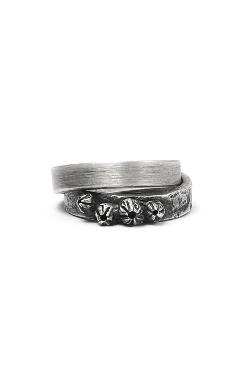 Holzpuppe Barnacle Double Banded Silver Ring (HR-1224) - Image 3
