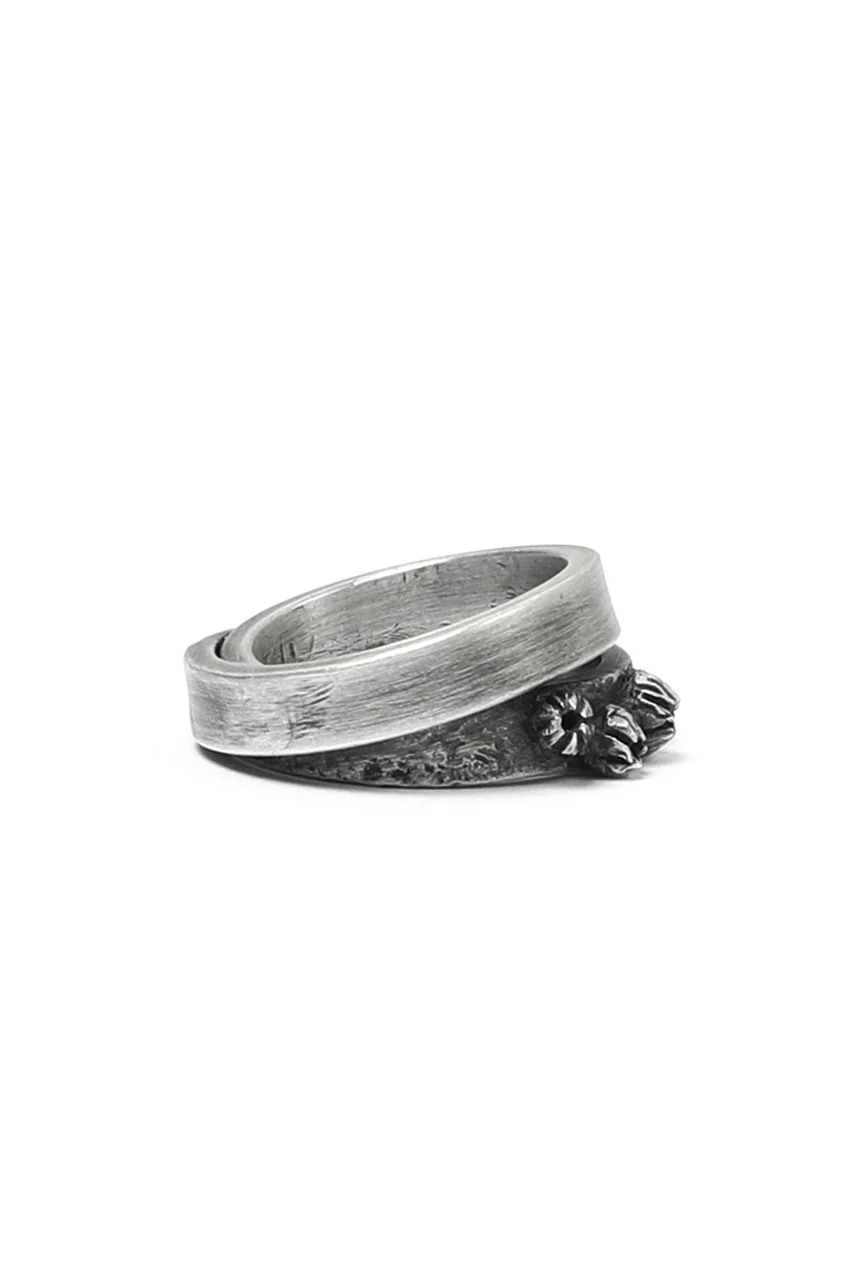Holzpuppe Barnacle Double Banded Silver Ring (HR-1224) - Image 5