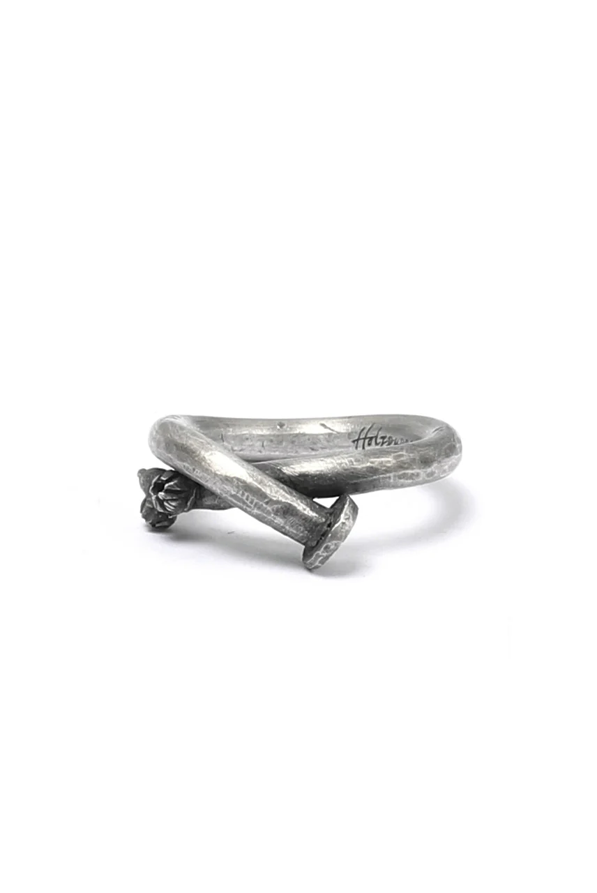 Holzpuppe Barnacle Rusted Nail Silver Ring (PR-213) - Image 5