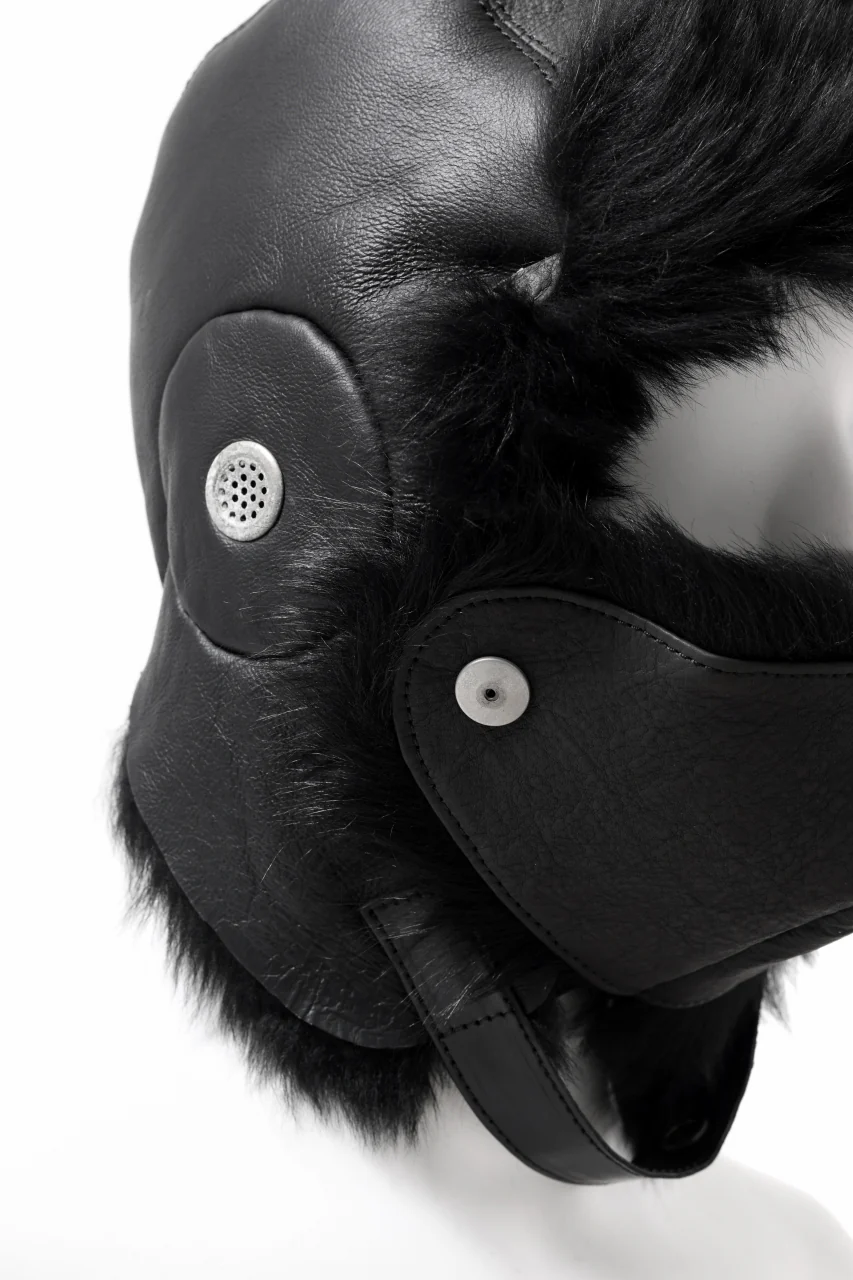 ierib AVIATOR CAP / toskana sheep shearling mouton + Dyneema (BLACK) - Image 10