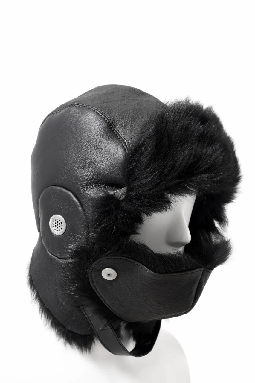 ierib AVIATOR CAP / toskana sheep shearling mouton + Dyneema (BLACK) - Image 12
