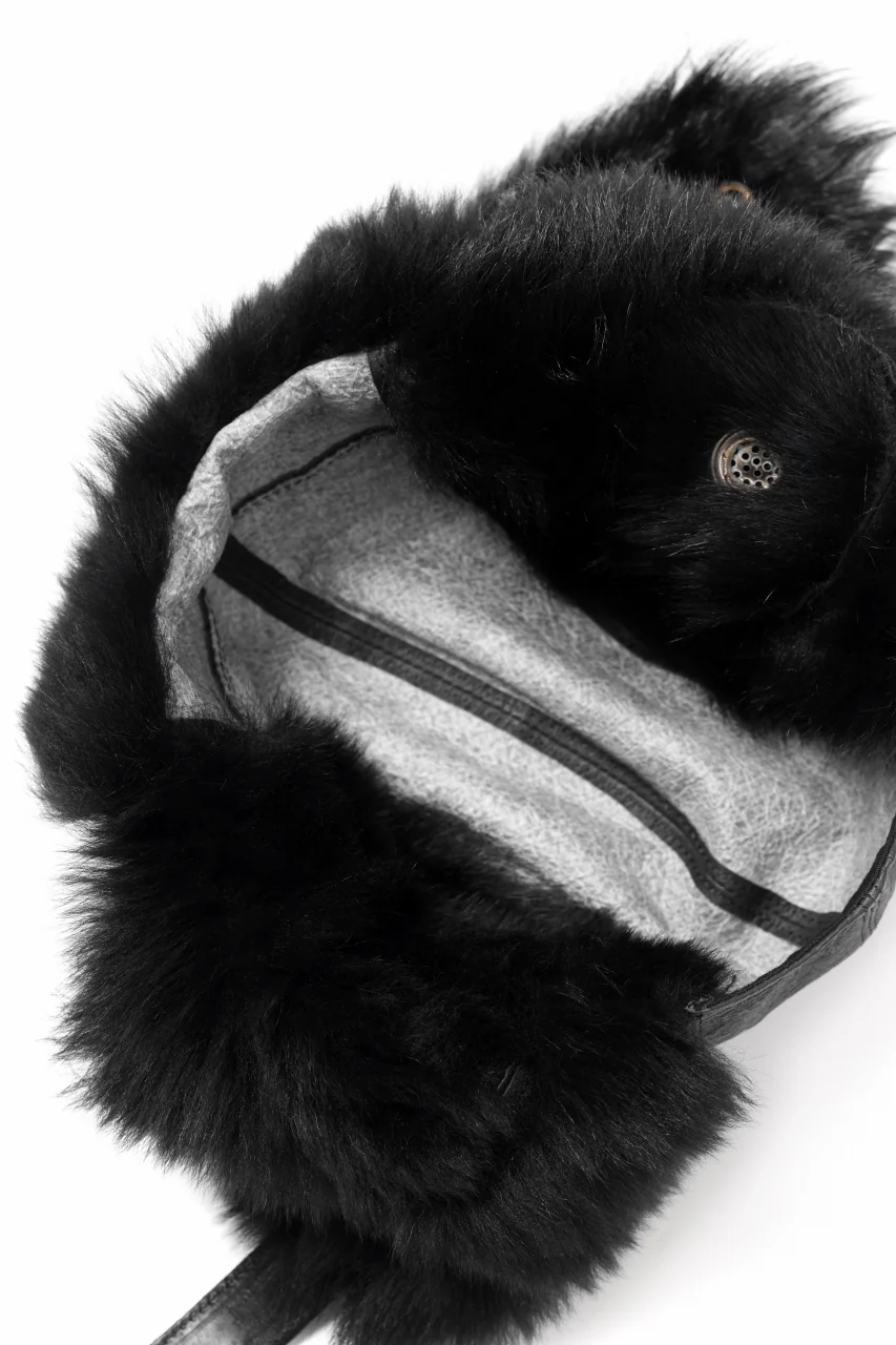ierib AVIATOR CAP / toskana sheep shearling mouton + Dyneema (BLACK) - Image 14