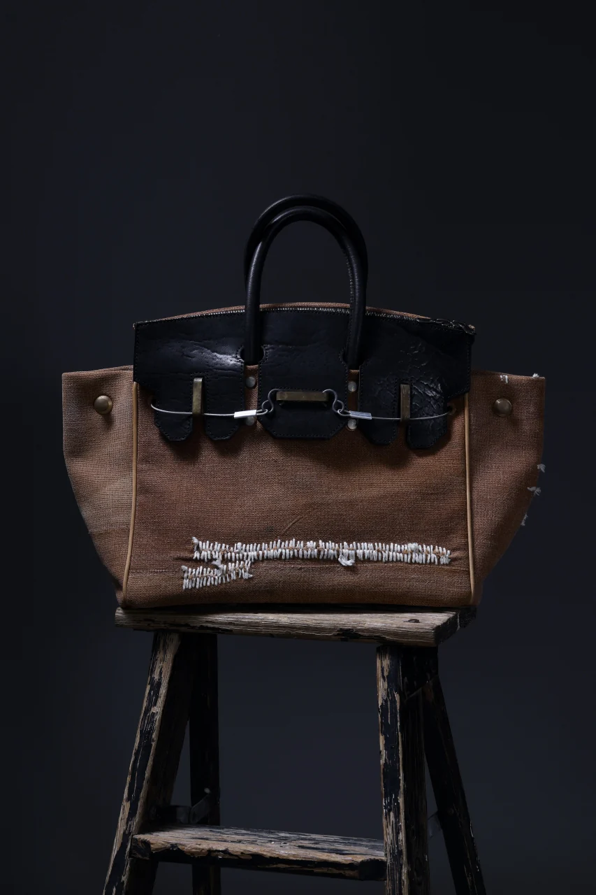 ierib Bark Bag #30 type-2  / Vintage SAKABUKURO + Waxed Horse Butt Leather (BROWN / BLACK) - Image 15
