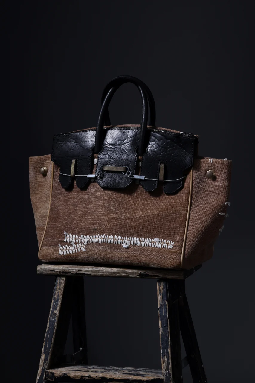 ierib Bark Bag #30 type-2  / Vintage SAKABUKURO + Waxed Horse Butt Leather (BROWN / BLACK) - Image 16