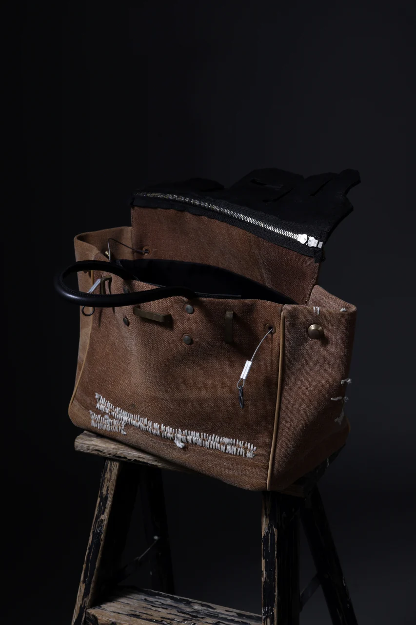 ierib Bark Bag #30 type-2  / Vintage SAKABUKURO + Waxed Horse Butt Leather (BROWN / BLACK) - Image 18