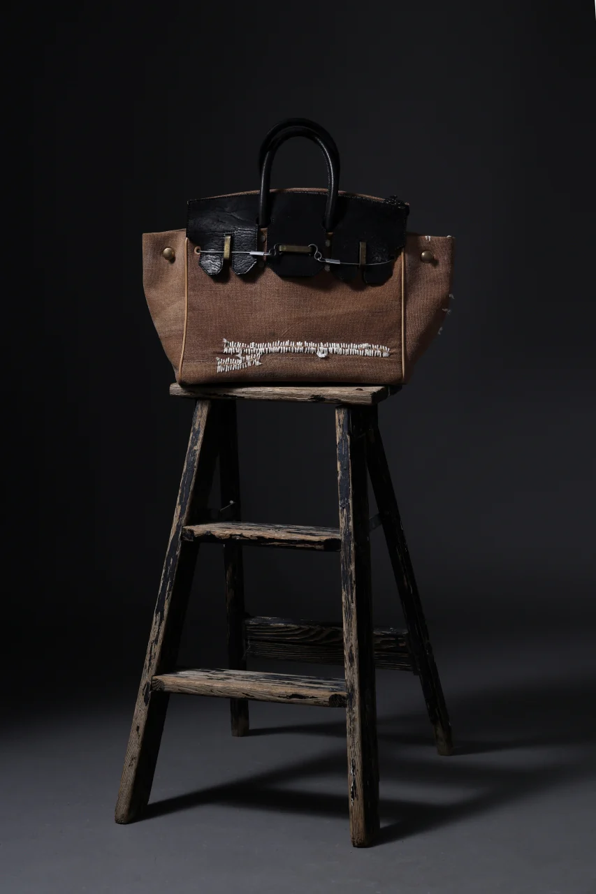 ierib Bark Bag #30 type-2  / Vintage SAKABUKURO + Waxed Horse Butt Leather (BROWN / BLACK) - Image 19