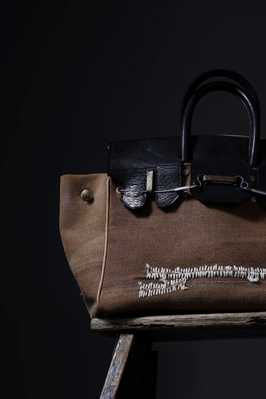 ierib Bark Bag #30 type-2  / Vintage SAKABUKURO + Waxed Horse Butt Leather (BROWN / BLACK) - Image 20