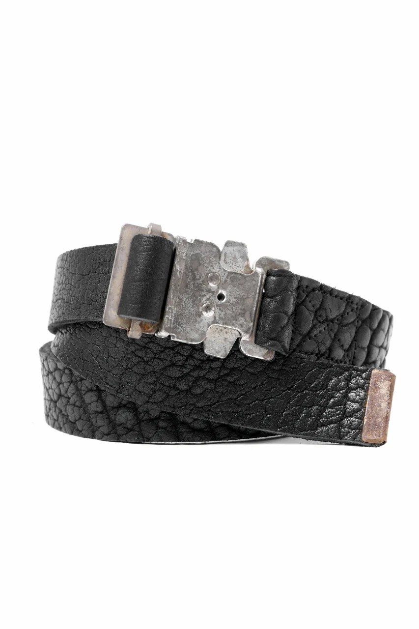 ierib detachable buckle belt / one piece rough bull (BLACK) - Image 2