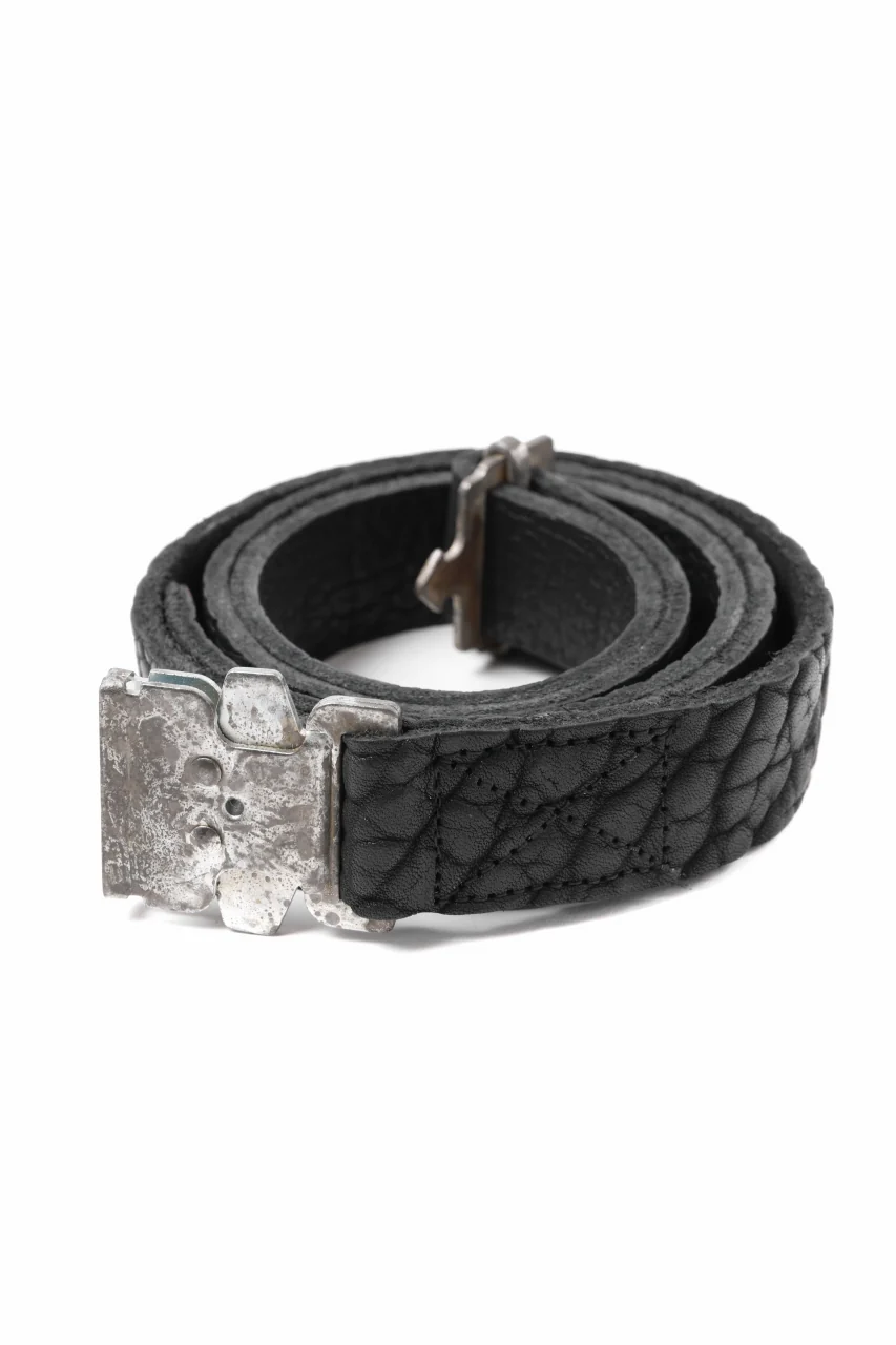 ierib detachable buckle belt / one piece rough bull (BLACK) - Image 3