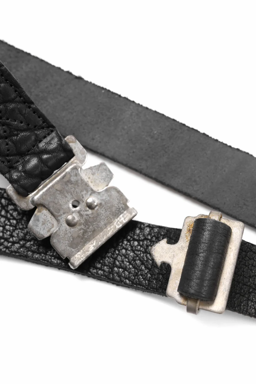 ierib detachable buckle belt / one piece rough bull (BLACK) - Image 8