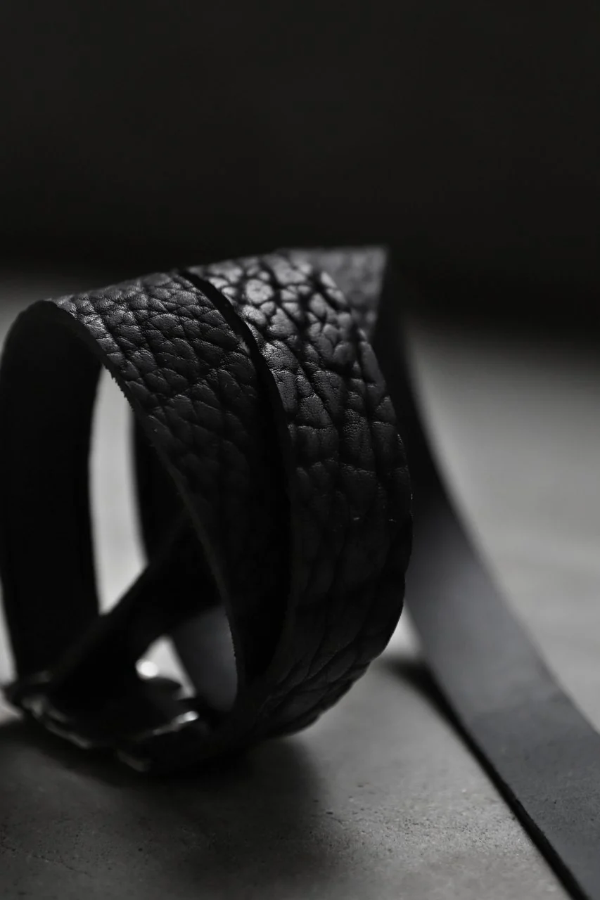 ierib detachable buckle belt / rough bull onepiece (BLACK) - Image 25