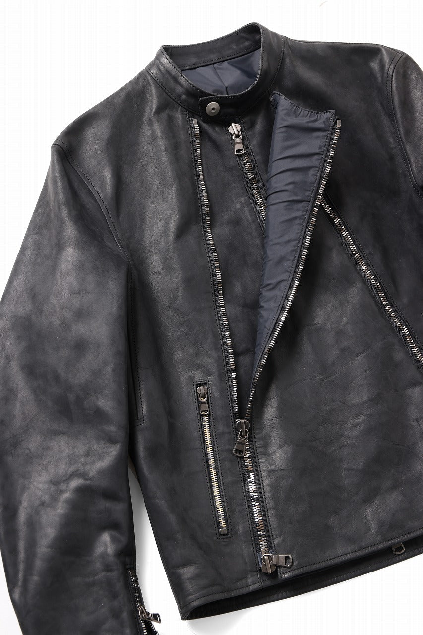 ierib Detachable Front Panel Jacket / Shiny Nubuck Horse (BLACK) - Image 11