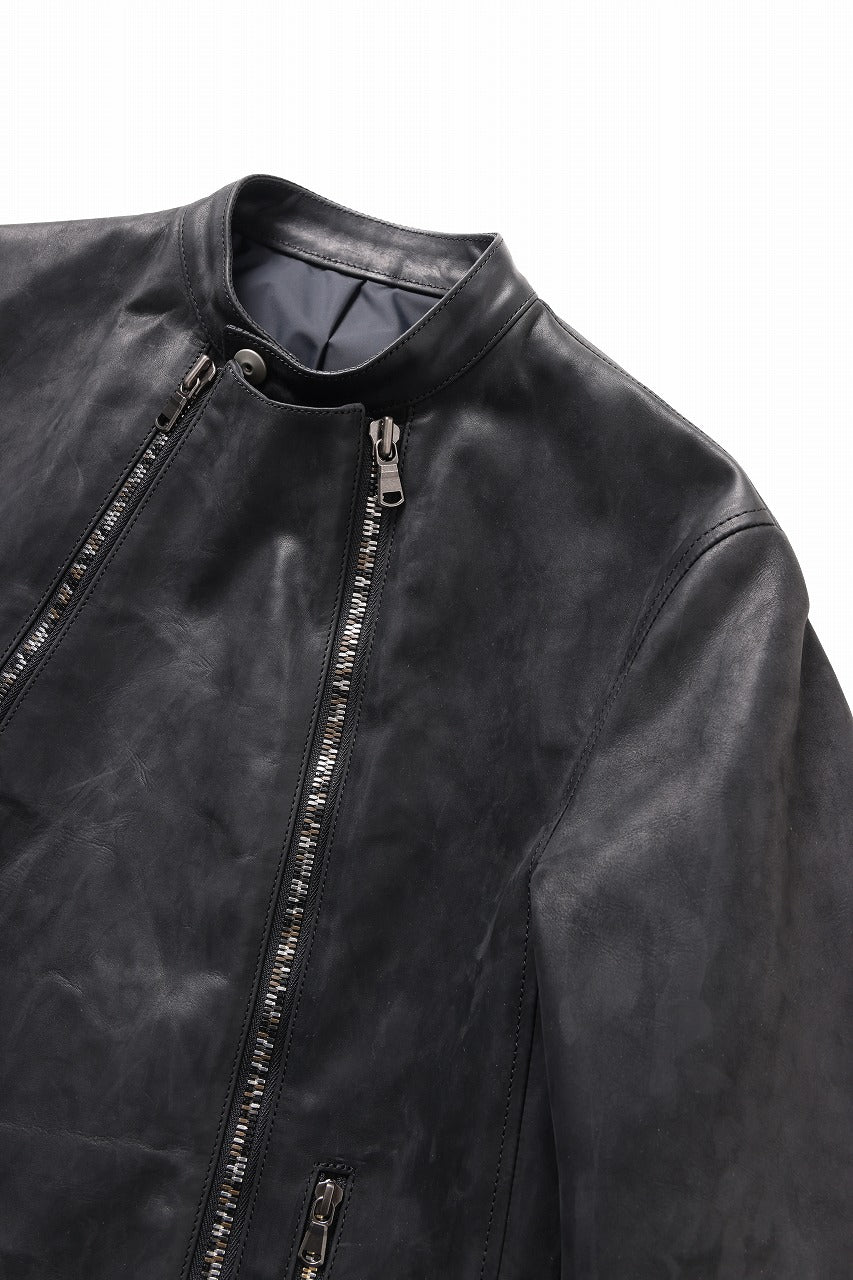 ierib Detachable Front Panel Jacket / Shiny Nubuck Horse (BLACK) - Image 12