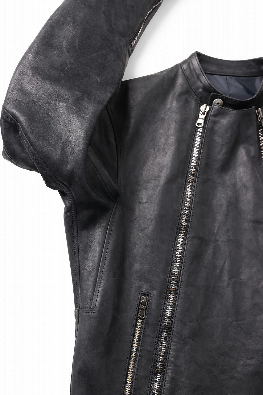 ierib Detachable Front Panel Jacket / Shiny Nubuck Horse (BLACK) - Image 13