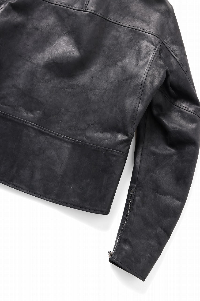 ierib Detachable Front Panel Jacket / Shiny Nubuck Horse (BLACK) - Image 15