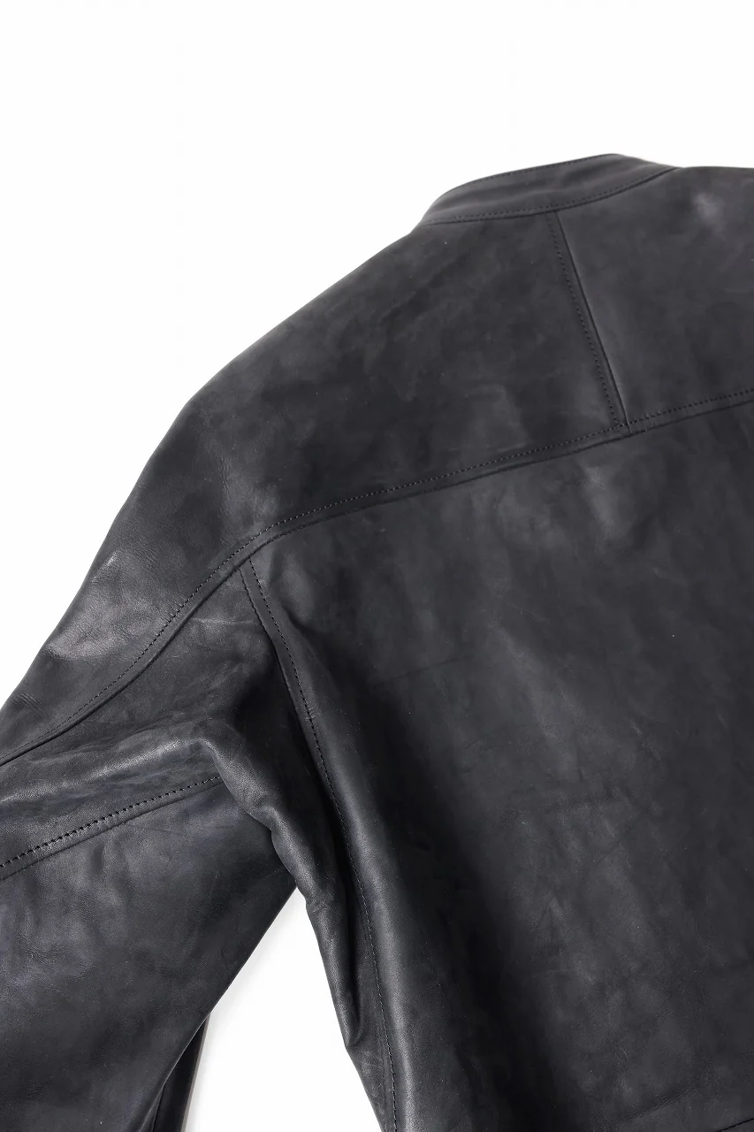 ierib Detachable Front Panel Jacket / Shiny Nubuck Horse (BLACK) - Image 17
