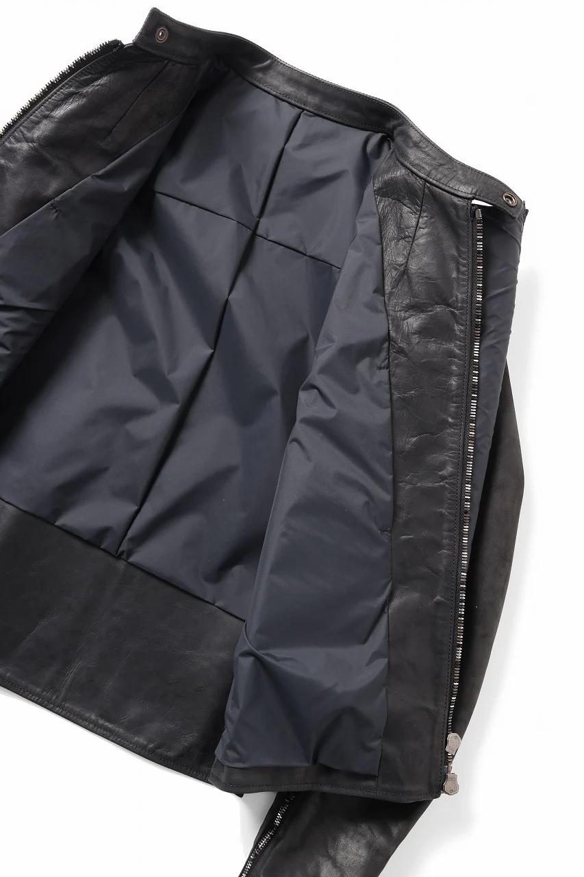 ierib Detachable Front Panel Jacket / Shiny Nubuck Horse (BLACK) - Image 19