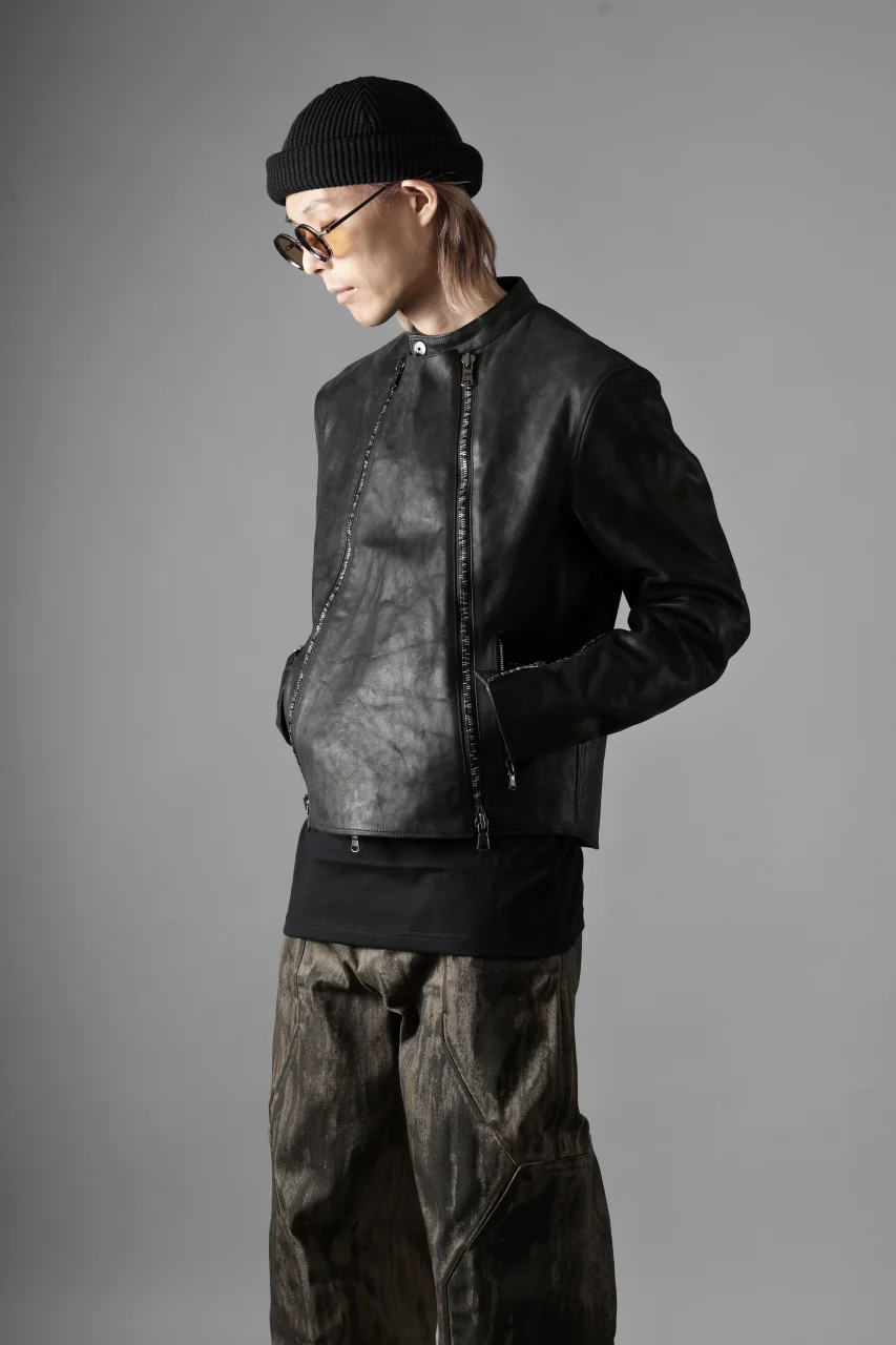 ierib Detachable Front Panel Jacket / Shiny Nubuck Horse (BLACK) - Image 22
