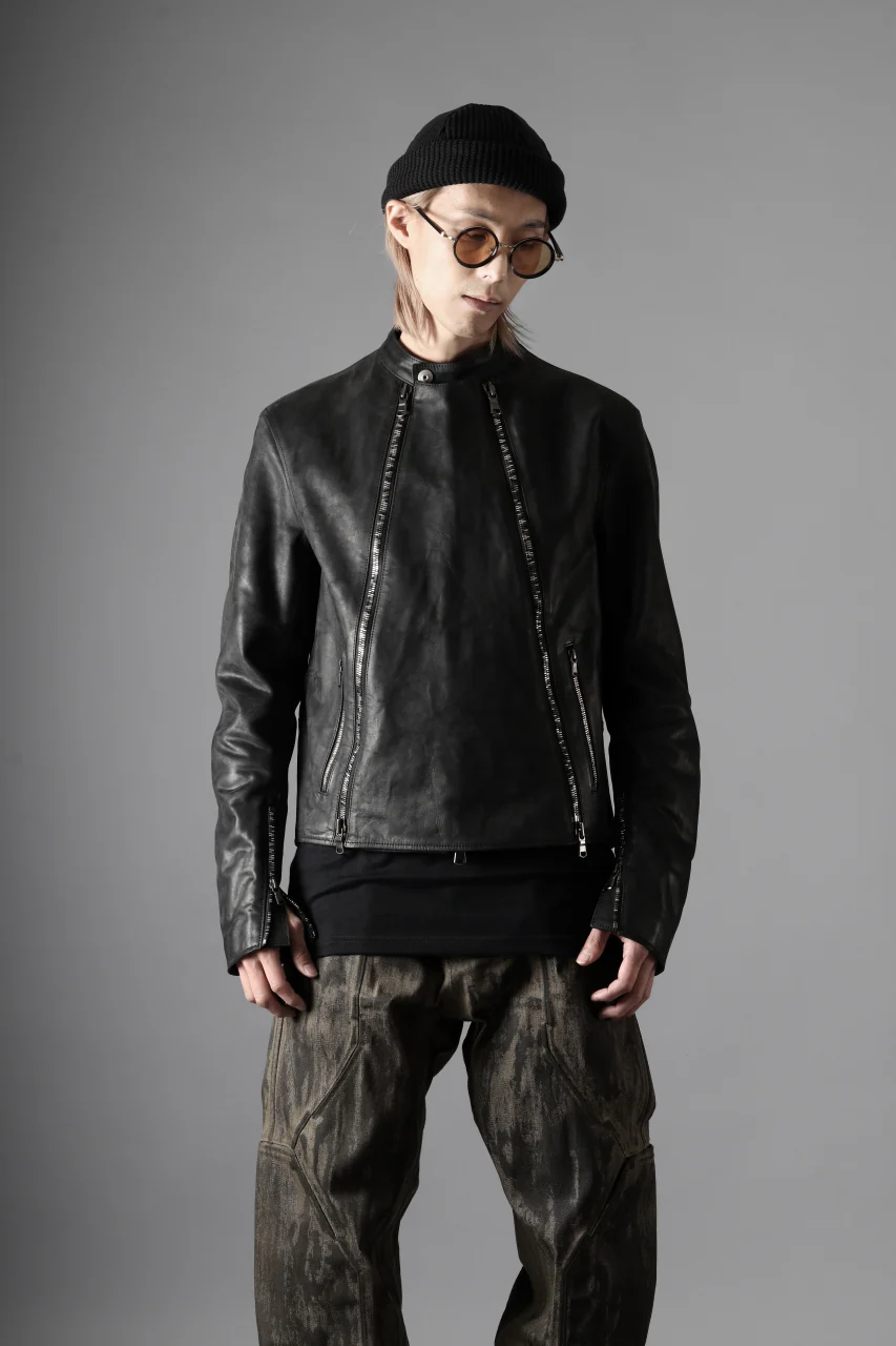 ierib Detachable Front Panel Jacket / Shiny Nubuck Horse (BLACK) - Image 23