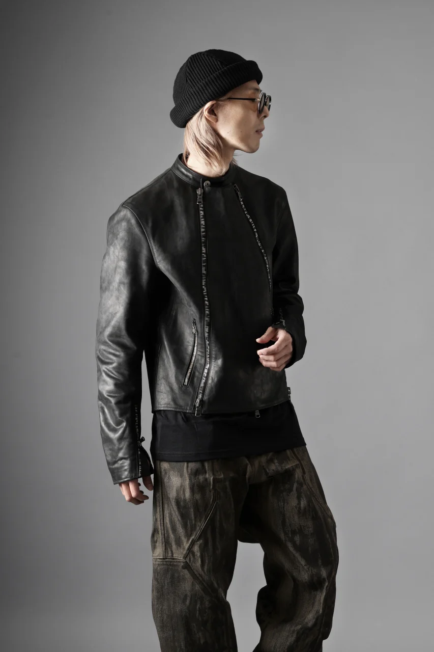 ierib Detachable Front Panel Jacket / Shiny Nubuck Horse (BLACK) - Image 25