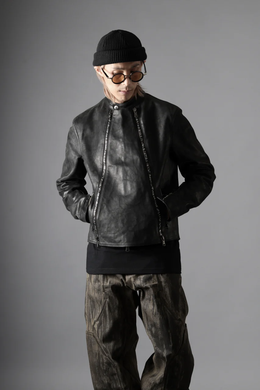 ierib Detachable Front Panel Jacket / Shiny Nubuck Horse (BLACK) - Image 26
