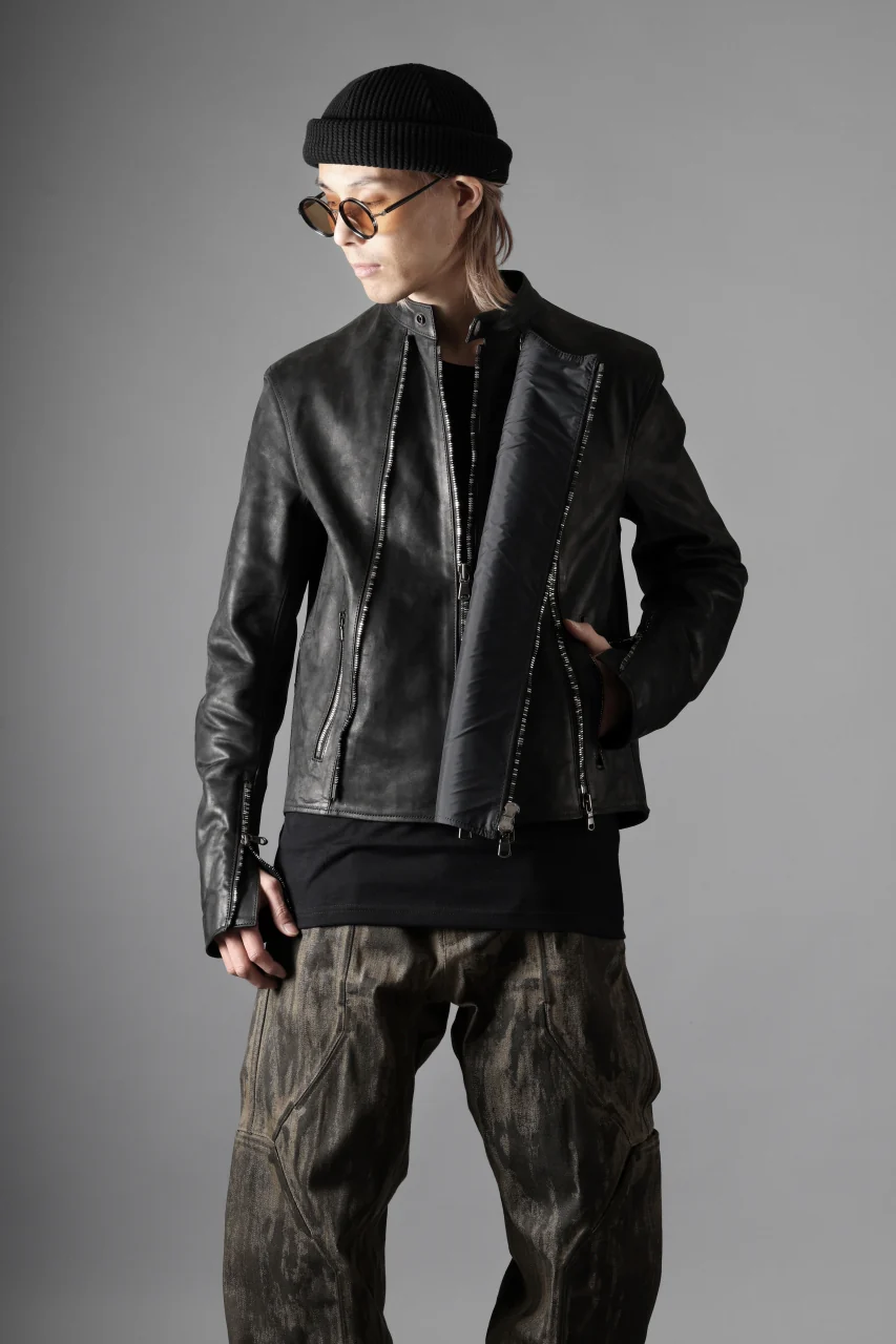 ierib Detachable Front Panel Jacket / Shiny Nubuck Horse (BLACK) - Image 31