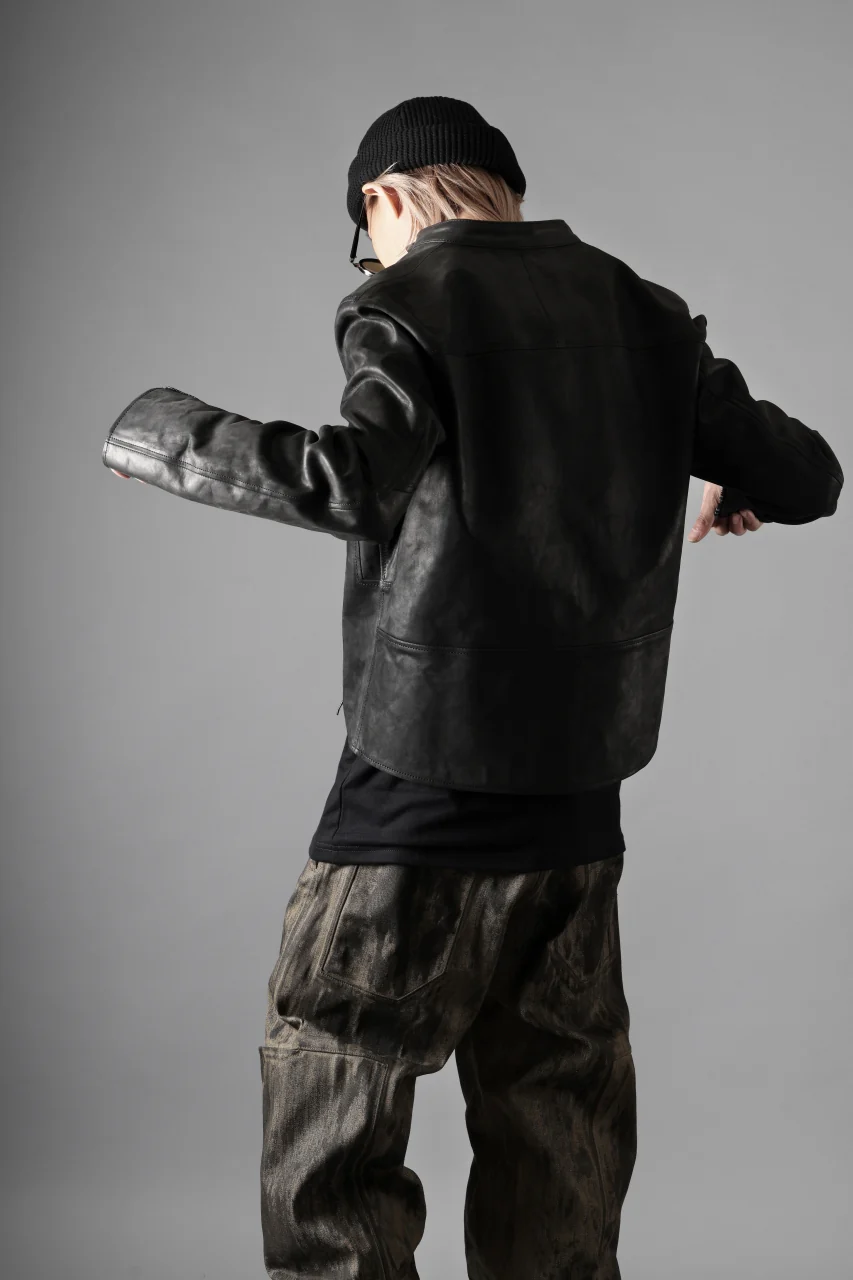 ierib Detachable Front Panel Jacket / Shiny Nubuck Horse (BLACK) - Image 32