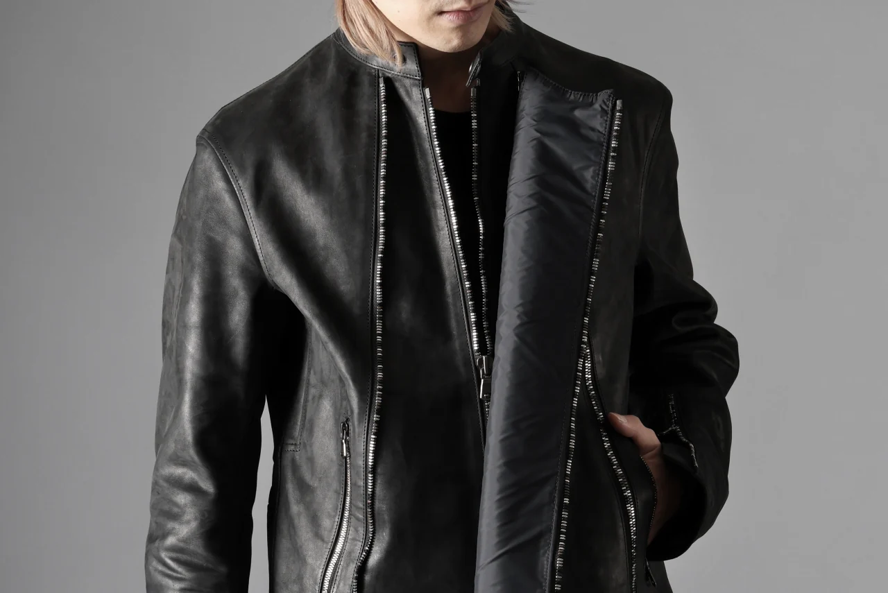 ierib Detachable Front Panel Jacket / Shiny Nubuck Horse (BLACK) - Image 47