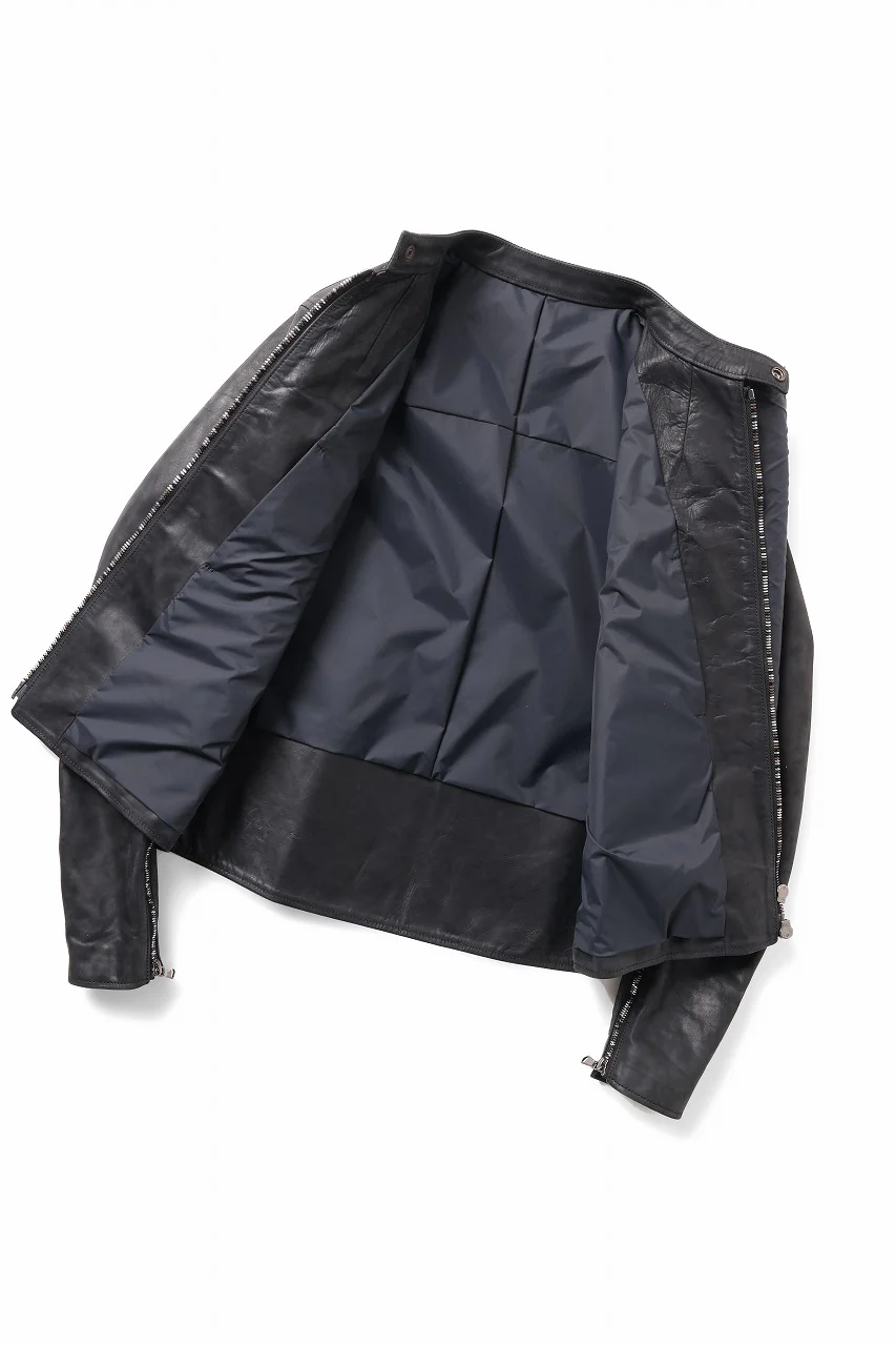 ierib Detachable Front Panel Jacket / Shiny Nubuck Horse (BLACK) - Image 6