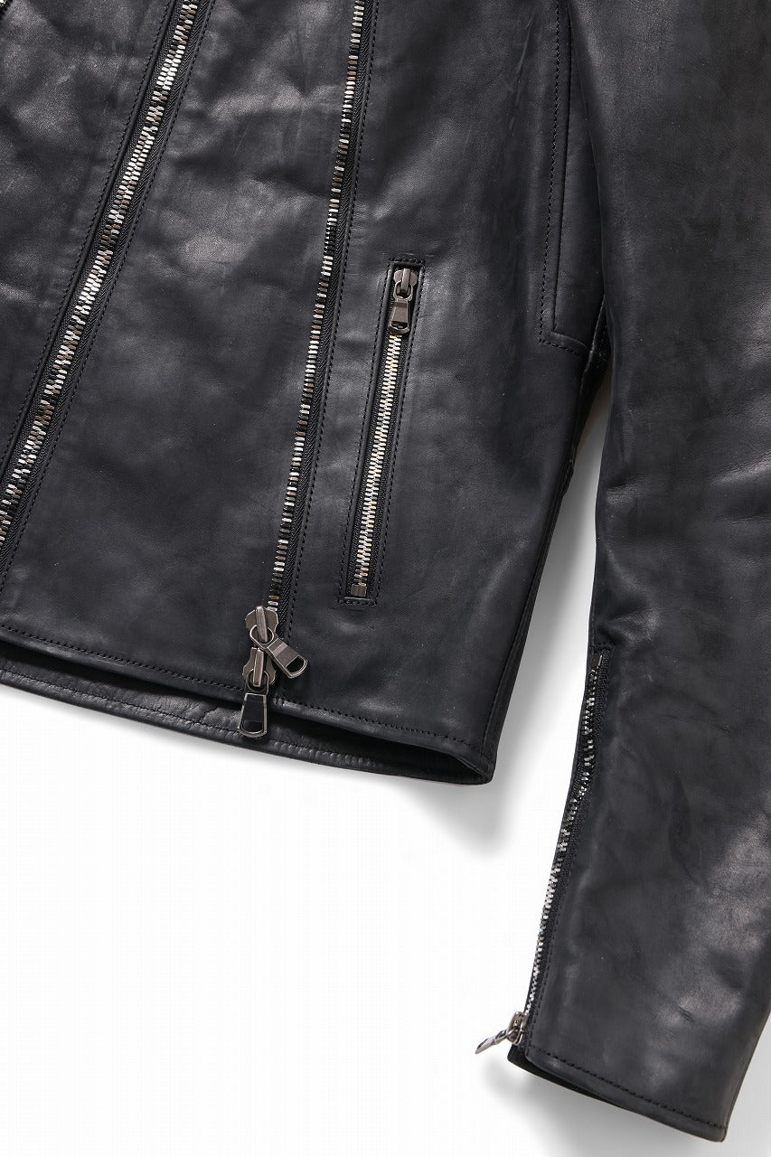ierib Detachable Front Panel Jacket / Shiny Nubuck Horse (BLACK) - Image 8