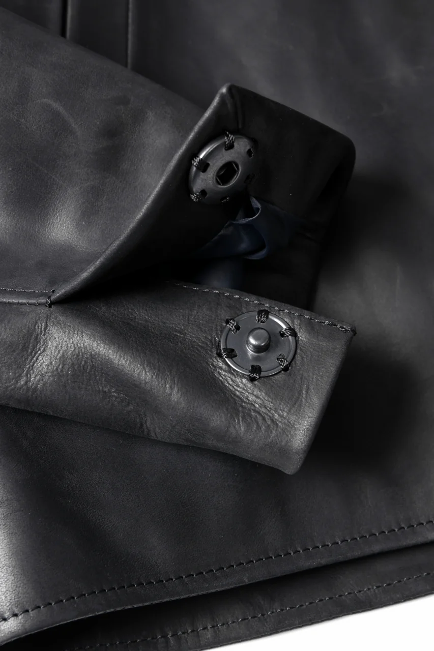 ierib EX-Collared Zip Jacket / Horse Nubuck Leather (BLACK) - Image 15