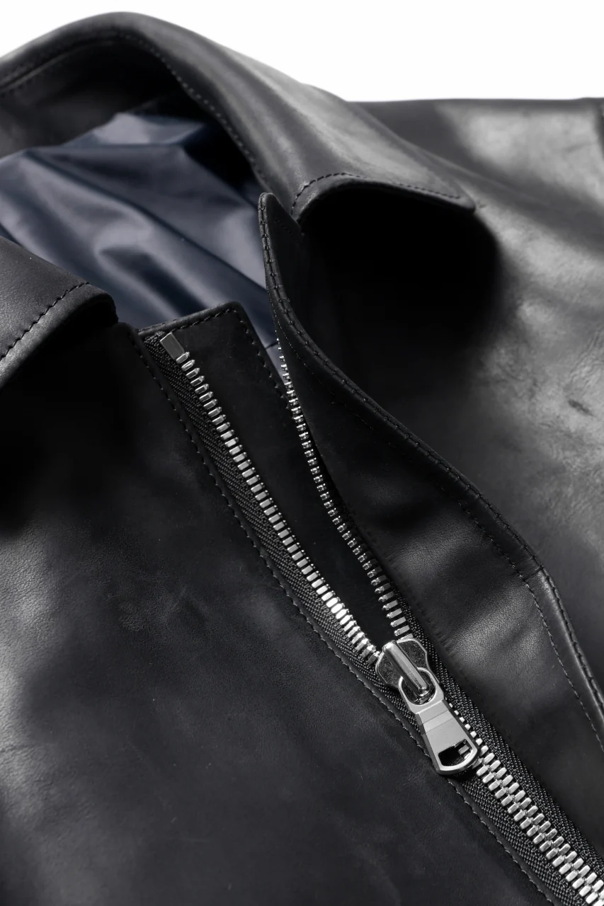 ierib EX-Collared Zip Jacket / Horse Nubuck Leather (BLACK) - Image 21