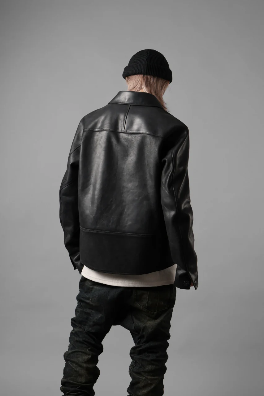ierib EX-Collared Zip Jacket / Horse Nubuck Leather (BLACK) - Image 35