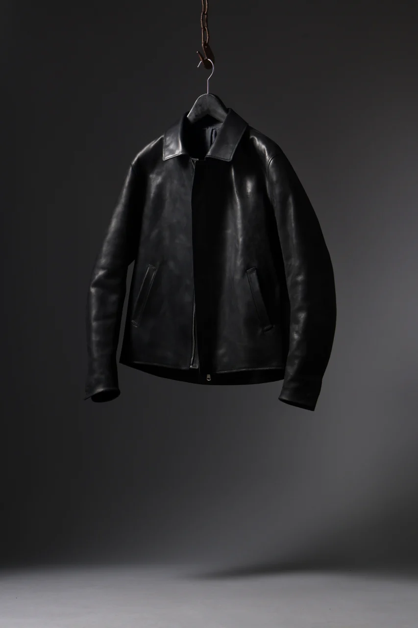 ierib EX-Collared Zip Jacket / Horse Nubuck Leather (BLACK) - Image 41