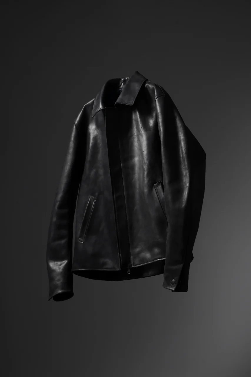 ierib EX-Collared Zip Jacket / Horse Nubuck Leather (BLACK) - Image 45
