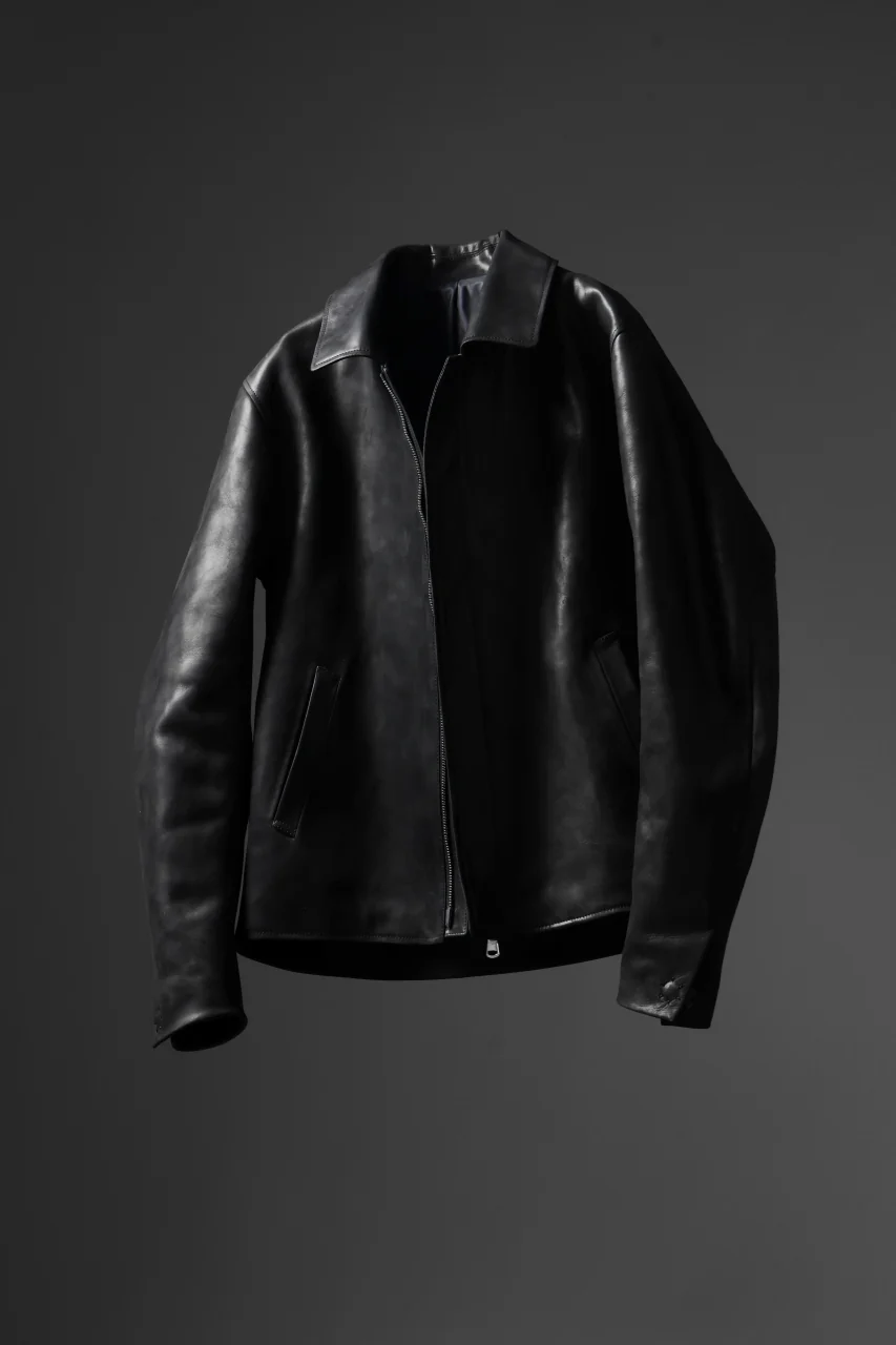 ierib EX-Collared Zip Jacket / Horse Nubuck Leather (BLACK) - Image 46